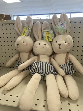 Lot of (THREE) Stuffed Animal Rabbits