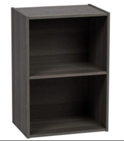 IRIS USA, 2 Tier Laminate Bookcase Storage Unit, Gray Finish