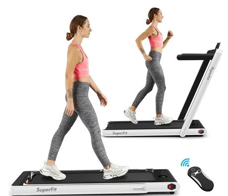 Superfit 2.25HP 2 in 1 Dual Display Folding Treadmill Jogging Machine w/ Speaker