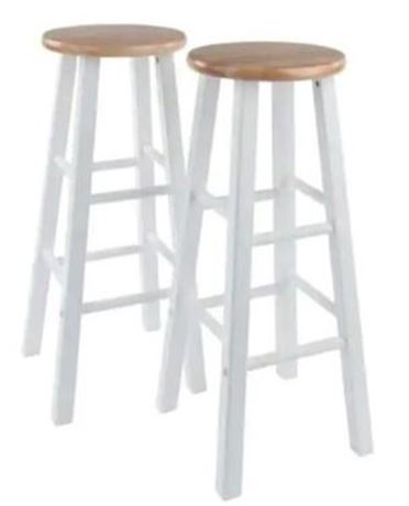 Winsome Wood Huxton Bar Stools, Natural With white legs