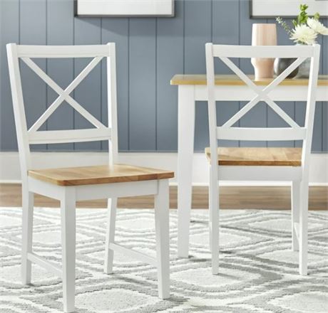 (2) Two-Packs TMS Virginia Crossback Chairs, TTL 4 chairs,white/natural