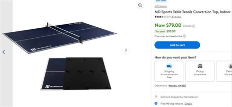 MD Sports Table Tennis Conversion Top, Indoor