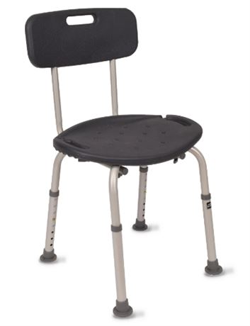 Equate Bath Chair and Shower Chair with Back, Black