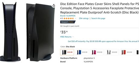 SONY PLAYSTATION PS5 COVERS-BLACK