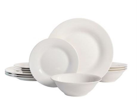 Gibson Home Everyday Round 12 piece dinnerware set, white