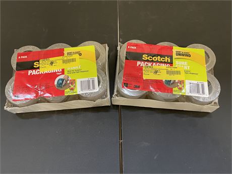 (2) Scotch Sure Start Packaging Tape, 1.5 Core, Clear, 1.88 x 900, 6 Rolls