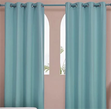 Deconova Foil Printed Thermal Instulated Blackout curtains, Teal 52"x54"