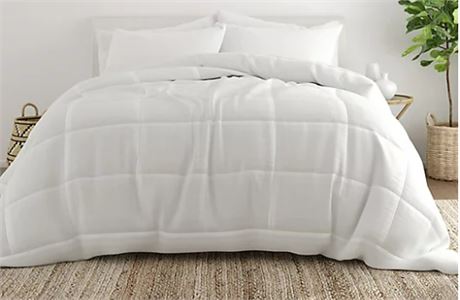 Home Collection Premium Down Alternative Comforter set, White, Full/Queen
