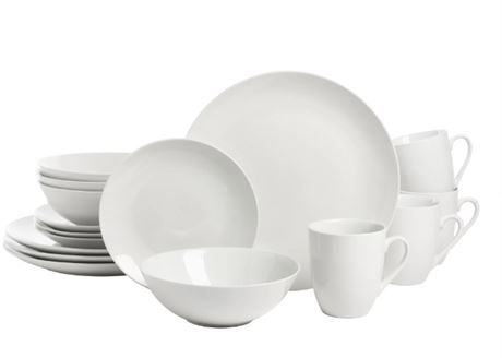Ten Strawberry Street Simply White Coupe 16pc Ceramic Dinnerware Set
