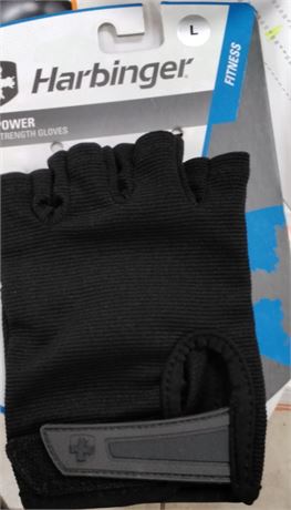 Harbinger Mens Power Weightlifting Glove with Adjustable Wrist Strap, Black, lrg