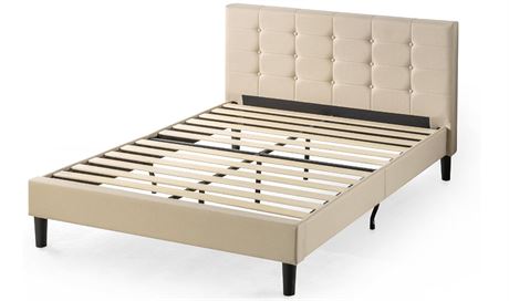 Athena Upholstered Platform Bed Frame, beige, KING