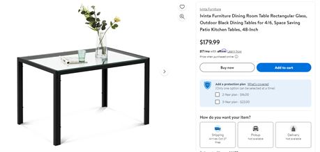 48 in Glass top Dining Table