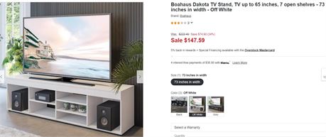 Boahaus Dakota 7-Shelf Modern Wood TV Stand for TVs