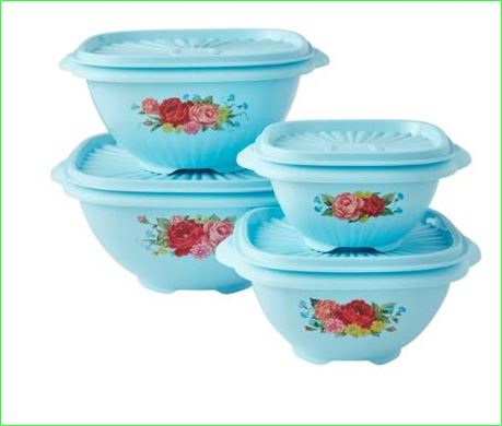 The Pioneer Woman 8 Pc Plastic Food Storage Container Variety Set, Sweet Rose