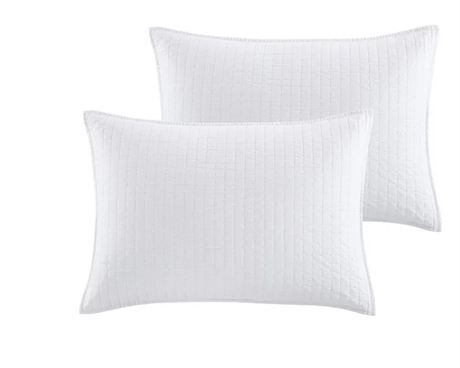 Better Homes and Gardens White Pick Stitch Cotton Pillow Shams, Standard (2 Ct