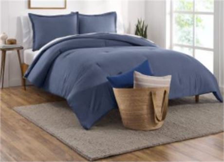 Gap Home Reversible Comforter set, Blue, inc. Comforter and 1 sham, FULL/QUEEN