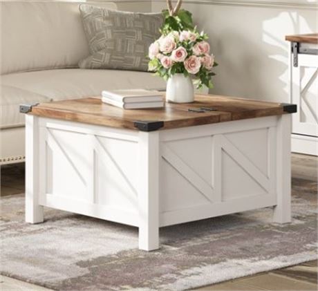 WAMPAT 30" Modern Farmhouse Square Coffee Table with Lift-Top