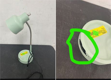 Desk/Table Lamp, Sage ***HAS CRACK, BUT ITEM WORKS, SEE PIC***