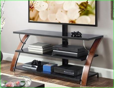 Whalen Payton 3-in-1 Flat Panel TV Stand for TVs up to 65, Brown Cherry