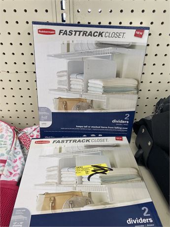 Lot of (TWO) Rubbermaid Fasttrack Closet Divider 2 packs