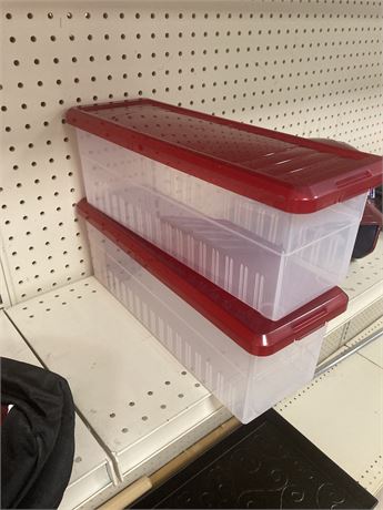 Lot of (TWO) IRIS  Ribbon Storage Boxes, Red