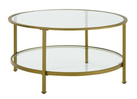 Crosley Aimee Coffee Table Soft Gold 35.88 x 35.88 x 18.00 Inches