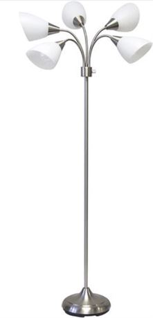 Adesso Simplee 5 Light Floor Lamp, brushed stainless