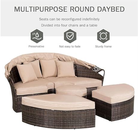 Outdoor Round Daybed with Retractable Canopy **WILL NEED A TRUCK**