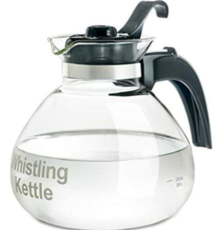 Medelco 12-Cup Glass Stovetop Whistling Kettle�