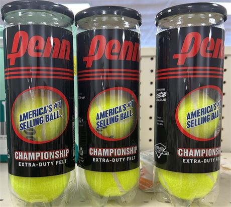 Lot of (THREE) Penn 3-packs of tennis balls