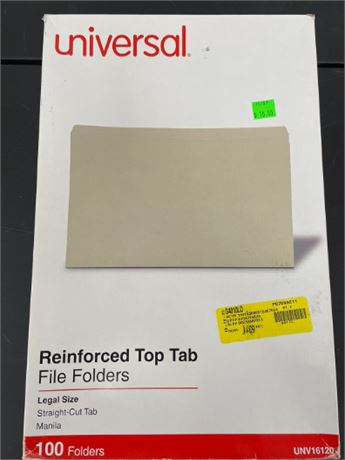Universal UNV16120 File Folders, Straight Cut, Two-Ply Top Tab, Legal, Manila (1
