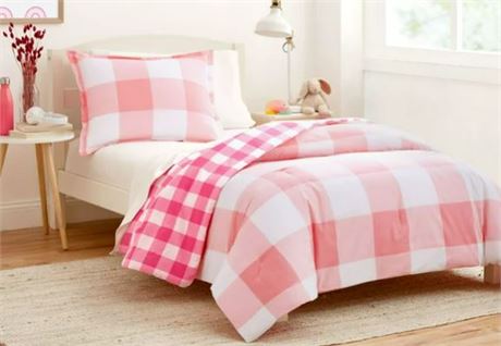 Gap Home Gingham Reversible Comforter set, Pink, Twin