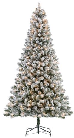 Holiday Time 7.5 ft Pre-lit Flocked Frisco Christmas Tree