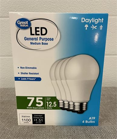 Great Value LED Light Bulb, 12.5W (75W Equivalent)
