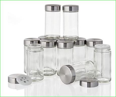 Kamenstein Sets of 12 3-ounce Empty Glass/Stainless Steel Lid Jars