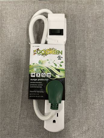 GoGreen Power 6 Outlet Surge Protector White, 2.5 Ft. Cord