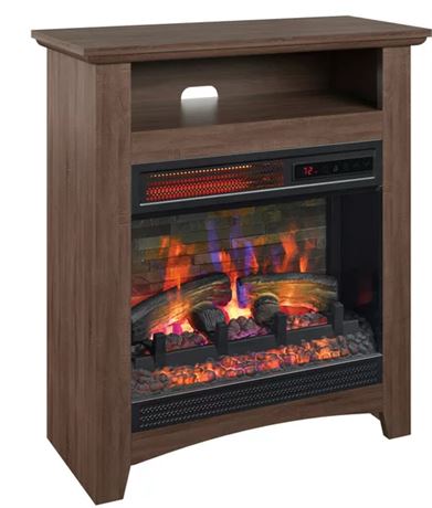 ChimneyFree Saddleback Brown Oak Mantel Fireplace TV Stand