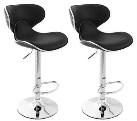 Roundhill Furnitue Faux Leather barstools- black(2)