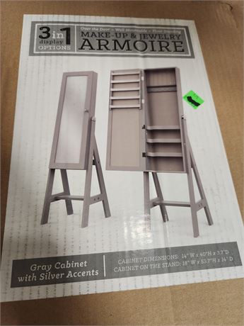 Makeup and Jewelry Armoire, Gray