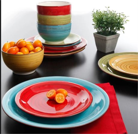 Better Homes & Gardens Festival Dinnerware, Assorted Colors, Set of 12