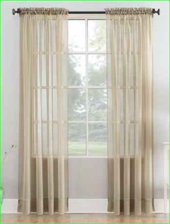 (2) Mainstays Sheer Curtain Panels, Tan, 50"x96"