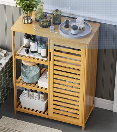 VIAGDO Bathroom Cabinet Bamboo Storage Cabinet