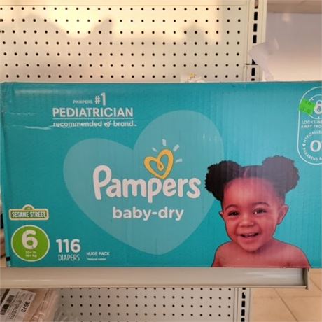 Pampers Baby Dry, Size 6 diapers, 116 count