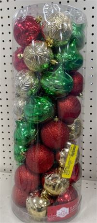 Red, Green and Gold Shatterproof Christmas Ball Ornaments, 50 Count