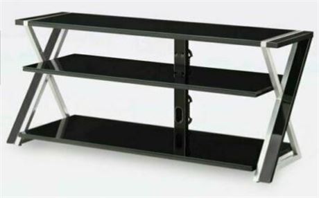 Whalen 3 shlf tv stand, Black w/silver accents. Tvs up to 65"