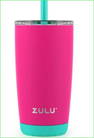 Zulu Tempo 12oz Stainless Steel Kids' Tumbler with Straw - Pink/Mint