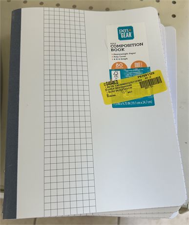 Lot of(5) Pen Gear 7.5 in x9.5 in Compostion Book, Graphing Paper