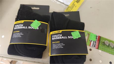Lot of (2) packs of Easton Youth Baseball Socks, Black