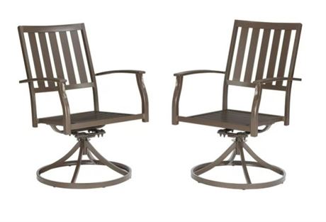 Better Homes and Gardens Camrose Farmhouse 2-pack Brown Steel Outdoor Patio Swiv