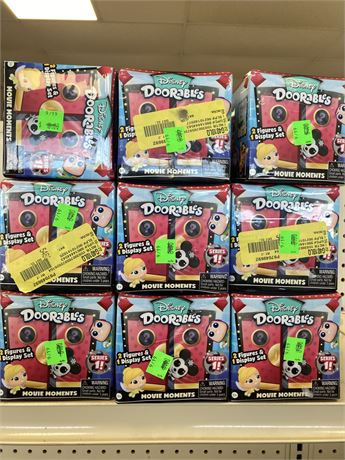 Lot of (NINE) Disney Doorables Mystery Sets, Inc. 2 figures and 1 display/each b